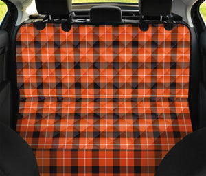 Orange Grey And White Plaid Print Pet Car Back Seat Cover