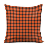 Orange Grey And White Plaid Print Pillow Cover
