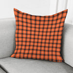 Orange Grey And White Plaid Print Pillow Cover