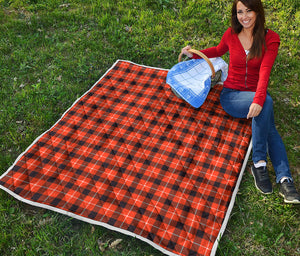 Orange Grey And White Plaid Print Quilt