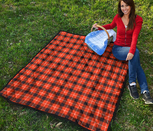 Orange Grey And White Plaid Print Quilt