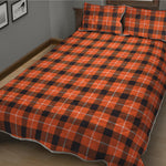 Orange Grey And White Plaid Print Quilt Bed Set