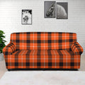 Orange Grey And White Plaid Print Sofa Cover