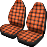Orange Grey And White Plaid Print Universal Fit Car Seat Covers