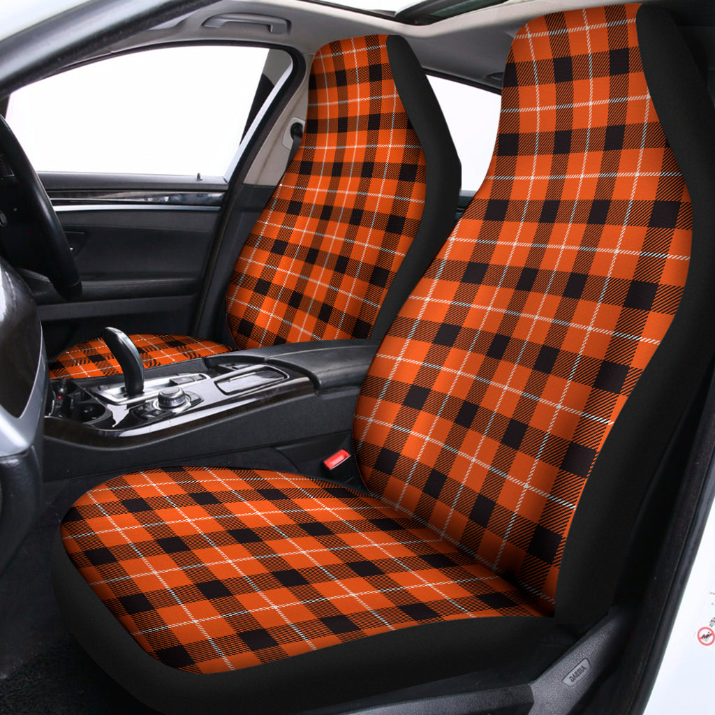 Orange Grey And White Plaid Print Universal Fit Car Seat Covers
