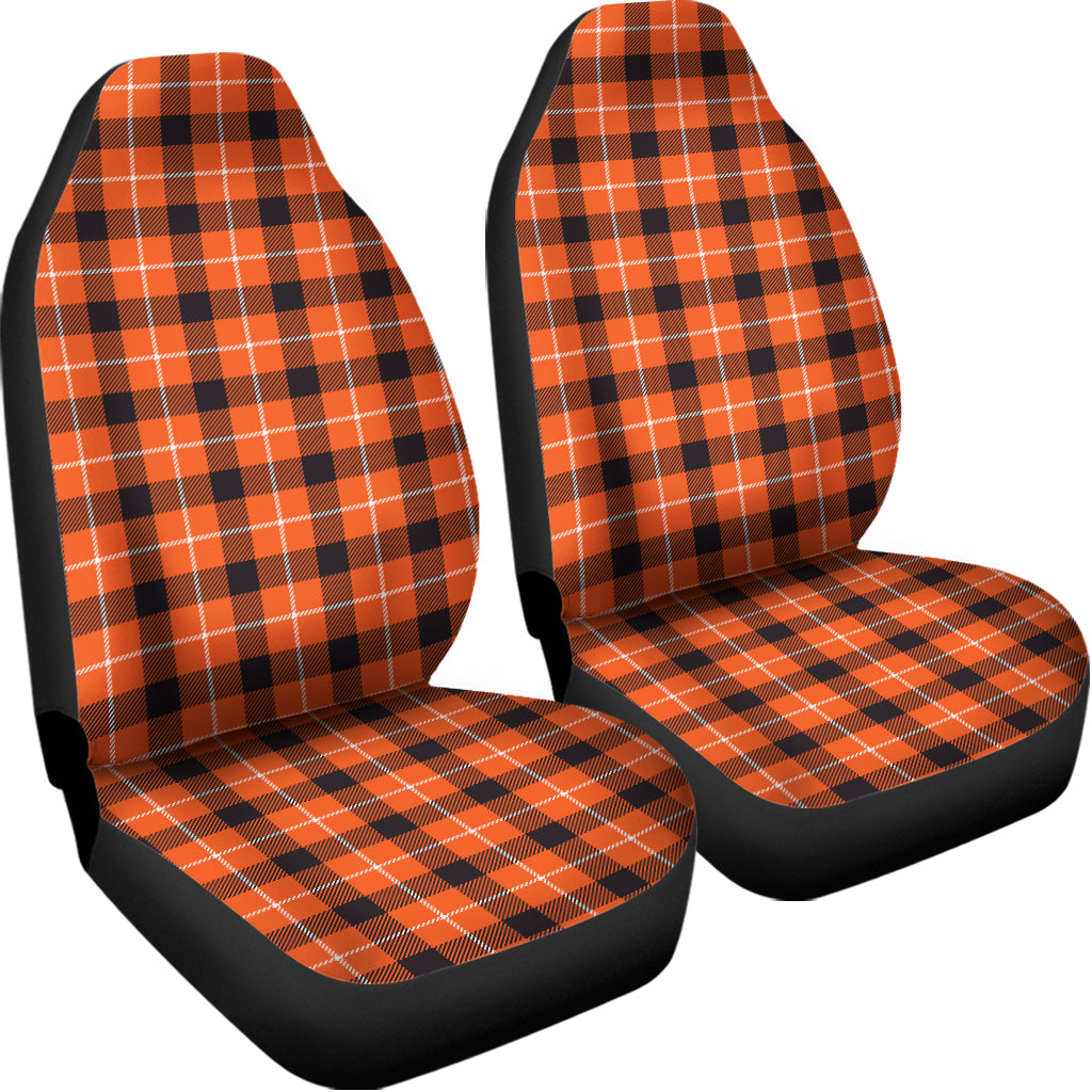 Orange Grey And White Plaid Print Universal Fit Car Seat Covers