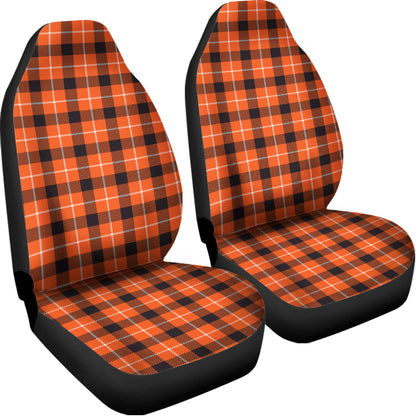 Orange Grey And White Plaid Print Universal Fit Car Seat Covers