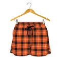 Orange Grey And White Plaid Print Women's Shorts
