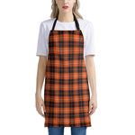 Orange Grey And White Tartan Print Apron