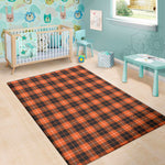 Orange Grey And White Tartan Print Area Rug