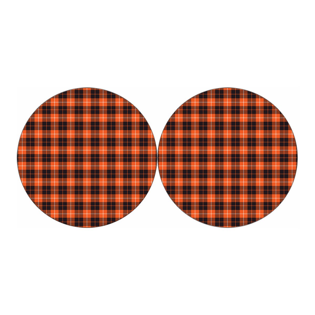 Orange Grey And White Tartan Print Car Coasters