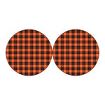 Orange Grey And White Tartan Print Car Coasters