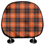 Orange Grey And White Tartan Print Car Headrest Covers