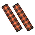 Orange Grey And White Tartan Print Car Seat Belt Covers