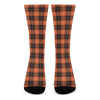 Orange Grey And White Tartan Print Crew Socks