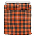 Orange Grey And White Tartan Print Duvet Cover Bedding Set