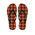 Orange Grey And White Tartan Print Flip Flops