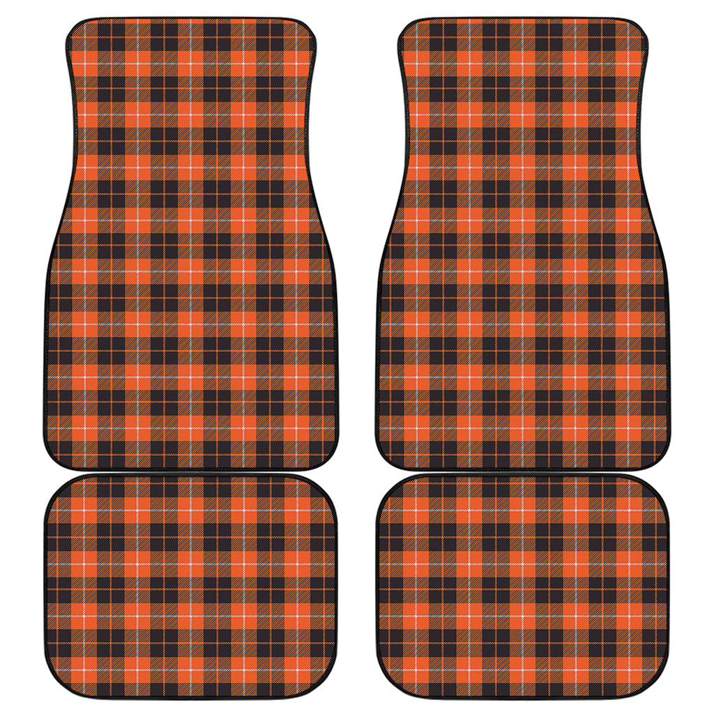 Orange Grey And White Tartan Print Front and Back Car Floor Mats