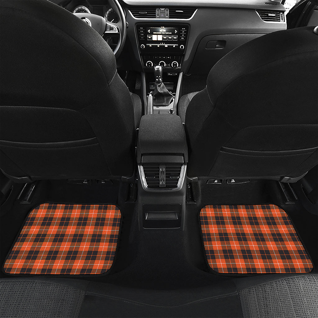Orange Grey And White Tartan Print Front and Back Car Floor Mats