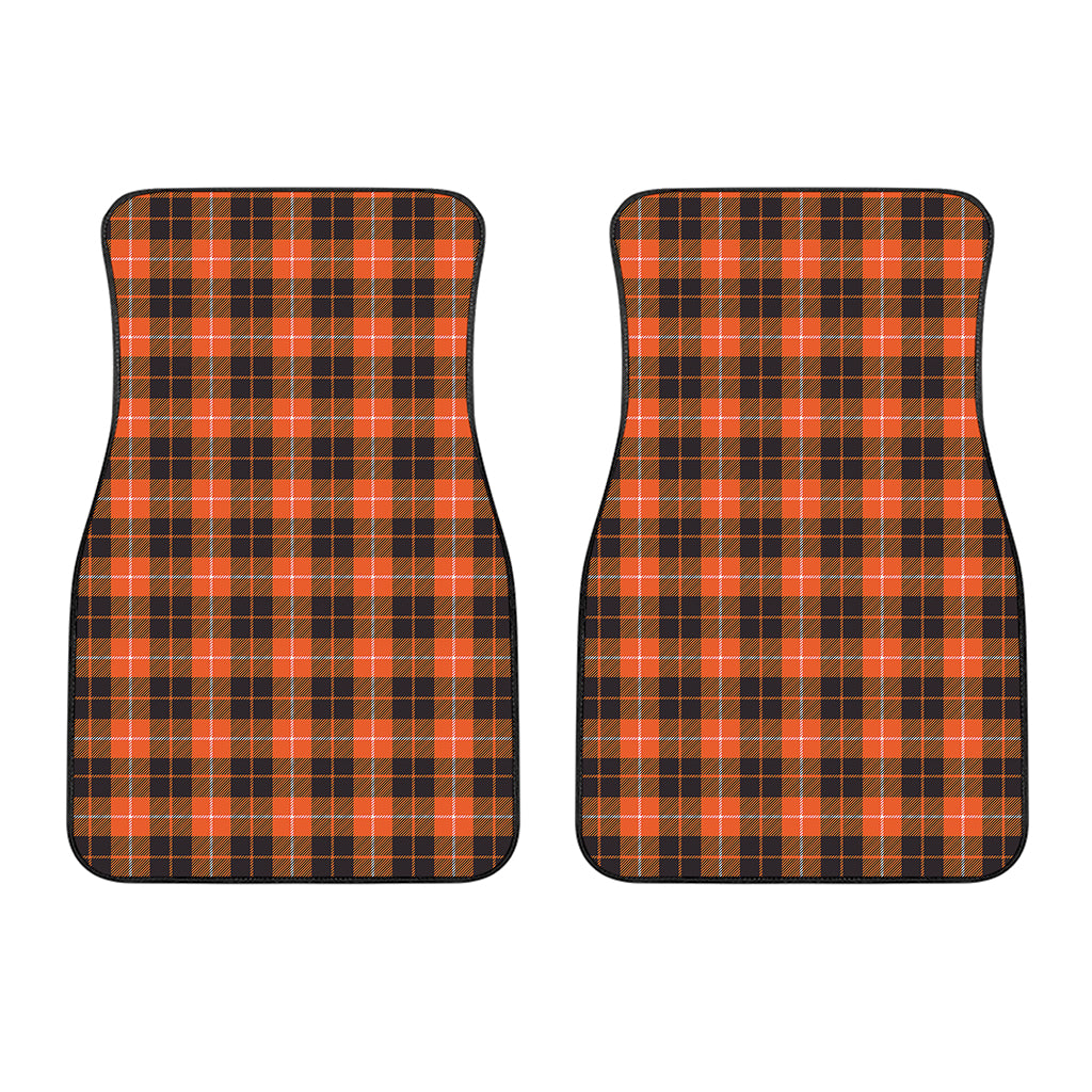 Orange Grey And White Tartan Print Front Car Floor Mats
