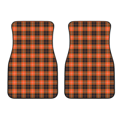 Orange Grey And White Tartan Print Front Car Floor Mats
