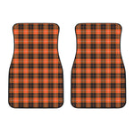 Orange Grey And White Tartan Print Front Car Floor Mats