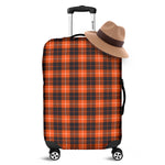 Orange Grey And White Tartan Print Luggage Cover
