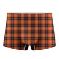 Orange Grey And White Tartan Print Men's Boxer Briefs