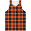 Orange Grey And White Tartan Print Men's Tank Top