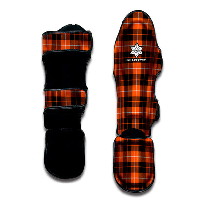 Orange Grey And White Tartan Print Muay Thai Shin Guard