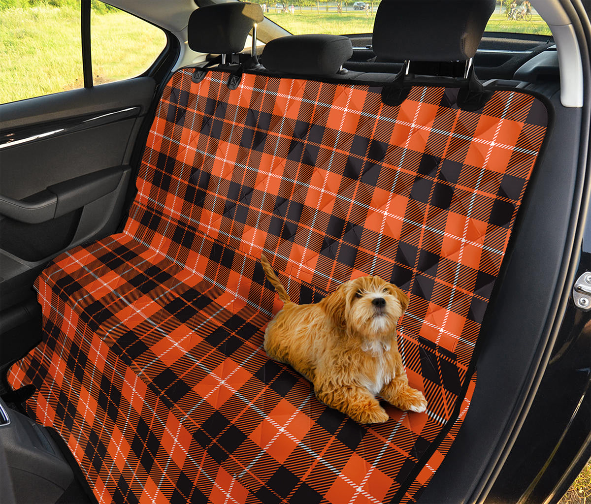 Orange Grey And White Tartan Print Pet Car Back Seat Cover