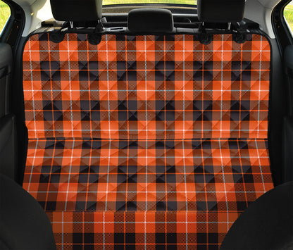 Orange Grey And White Tartan Print Pet Car Back Seat Cover