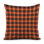 Orange Grey And White Tartan Print Pillow Cover