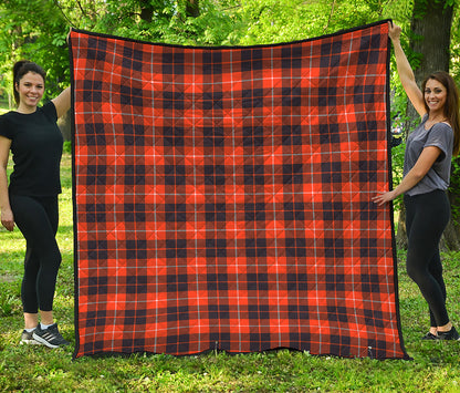 Orange Grey And White Tartan Print Quilt