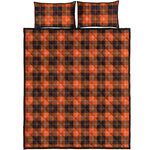Orange Grey And White Tartan Print Quilt Bed Set