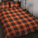 Orange Grey And White Tartan Print Quilt Bed Set