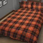 Orange Grey And White Tartan Print Quilt Bed Set