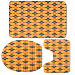 Orange Halloween Argyle Pattern Print 3 Piece Bath Mat Set