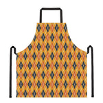 Orange Halloween Argyle Pattern Print Apron
