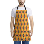 Orange Halloween Argyle Pattern Print Apron