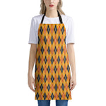 Orange Halloween Argyle Pattern Print Apron