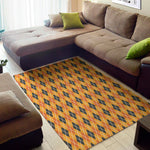 Orange Halloween Argyle Pattern Print Area Rug