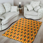 Orange Halloween Argyle Pattern Print Area Rug