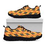 Orange Halloween Argyle Pattern Print Black Sneakers