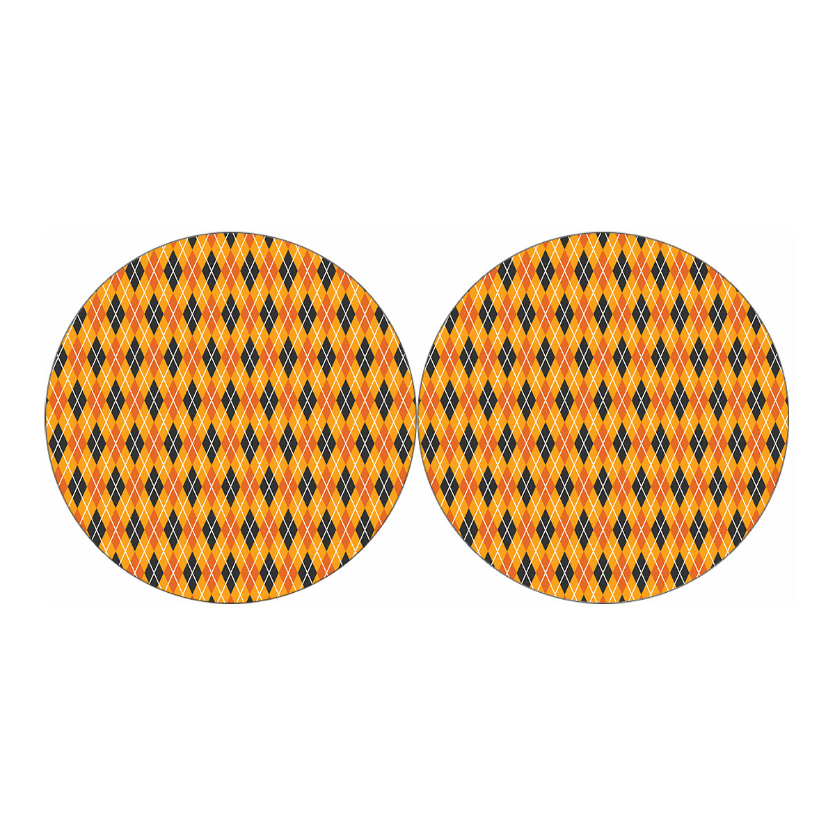 Orange Halloween Argyle Pattern Print Car Coasters