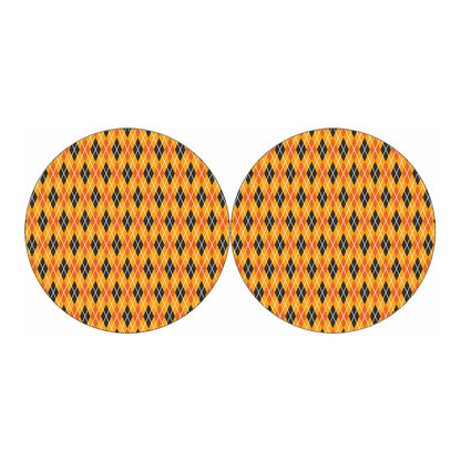 Orange Halloween Argyle Pattern Print Car Coasters