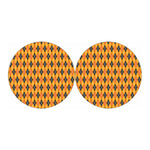 Orange Halloween Argyle Pattern Print Car Coasters