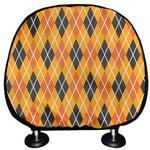 Orange Halloween Argyle Pattern Print Car Headrest Covers