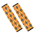 Orange Halloween Argyle Pattern Print Car Seat Belt Covers