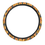 Orange Halloween Argyle Pattern Print Car Steering Wheel Cover